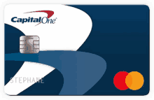 a capital one credit card with stephane written on the bottom