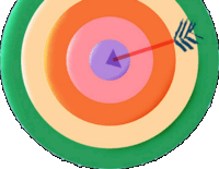 a colorful target with an arrow in the middle