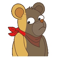 a cartoon drawing of a teddy bear with a scarf around its neck