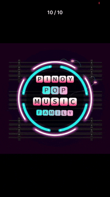 a screenshot of the pinoy pop music family app .