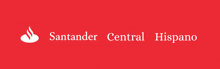 a red background with santander central hispano written on it