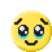 a pixel art smiley face with crying eyes