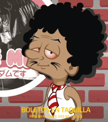 a picture of a cartoon character with the words boletos en taquilla on the bottom right