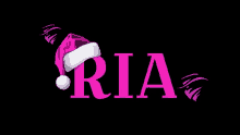 the word ria with a santa hat on top of it