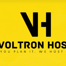 a yellow and black logo for voltron hos you plan it we host