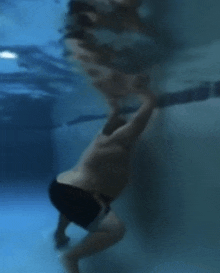 a blurry picture of a man swimming underwater in a pool