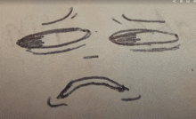 a drawing of a face with a sad expression on it