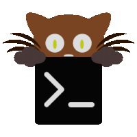 a cat peeking out from behind a command line