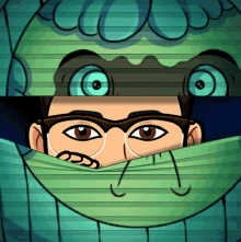 a cartoon drawing of a man with glasses and a mustache