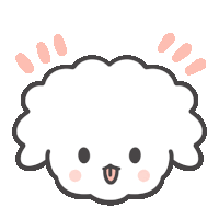 a cartoon drawing of a sheep 's head with its tongue out