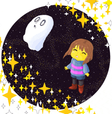 a drawing of a girl and a ghost that says 90