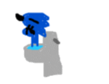 a cartoon of sonic the hedgehog drinking water from a fountain .