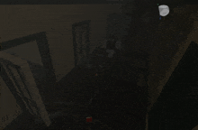 a screenshot of a video game shows a man in a black vest standing in a dark room