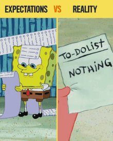 a cartoon of spongebob reading a to-do list next to a cartoon of patrick holding a to-do list