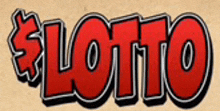 a red lotto logo with a dollar sign in the corner