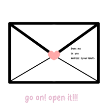 an envelope with a pink heart and the words from me to you address your heart on it