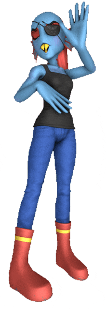 a cartoon character wearing a black tank top and jeans