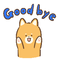 a cartoon dog is saying good bye with its paws in the air