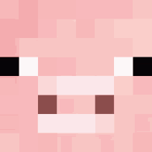 a close up of a pig 's face in minecraft with a pink background .