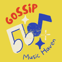 a logo for gossip music haven with a music note