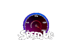 a cartoon drawing of a speedometer with the words speed up above it