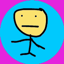 a stick figure with a yellow face and black arms and legs