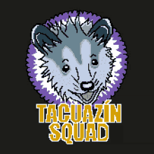 a pixel art of an opossum with the words tacuazin squad written below it