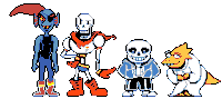 a pixel art drawing of undertale characters including papyrus and sans