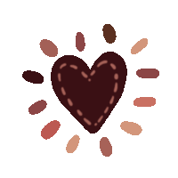 a drawing of a heart with a stitched border on a white background