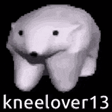 a pixel art of a polar bear with the words `` kneelover13 '' under it .