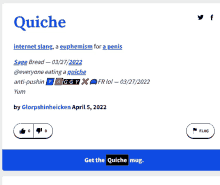 the word quiche that is on a blue page