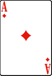 an ace of diamonds playing card with a red diamond in the middle