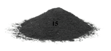 a pile of black powder with the number 15 on top of it