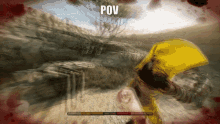 a blurred image of a video game with the word pov on the bottom right