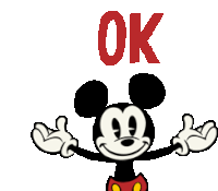 a cartoon of mickey mouse with the words ok above him