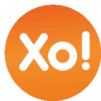 an orange circle with the word xo written on it