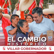 a poster for villar gobernador shows a man and woman standing next to each other