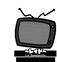 a black and white drawing of a television with the words la sapeasion below it