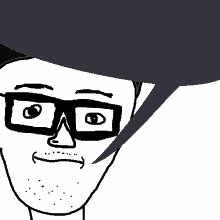 a drawing of a man with glasses and a hat