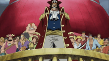 a man in a pirate costume stands in front of a crowd