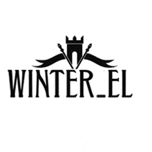 a black and white logo for winter el with a castle on top