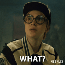 a person wearing glasses and a hat says what on a netflix ad