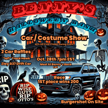 an advertisement for benny 's halloween bash with a car costume show