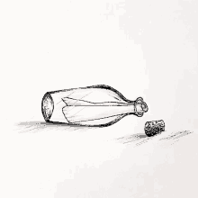 a drawing of an empty bottle with a cork