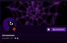 a purple background with a spider web and the name tercooman at the top