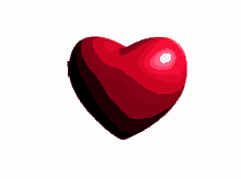 a red heart on a white background with a shadow on it