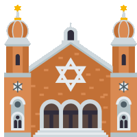 an illustration of a building with a star on the front