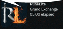 a banner for runelite grand exchange with a sword and fire