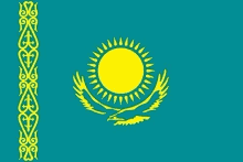 the flag of kazakhstan is a blue flag with a yellow sun and eagle .