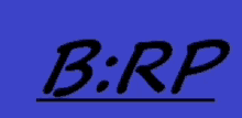 a blue background with the word b:rp in black